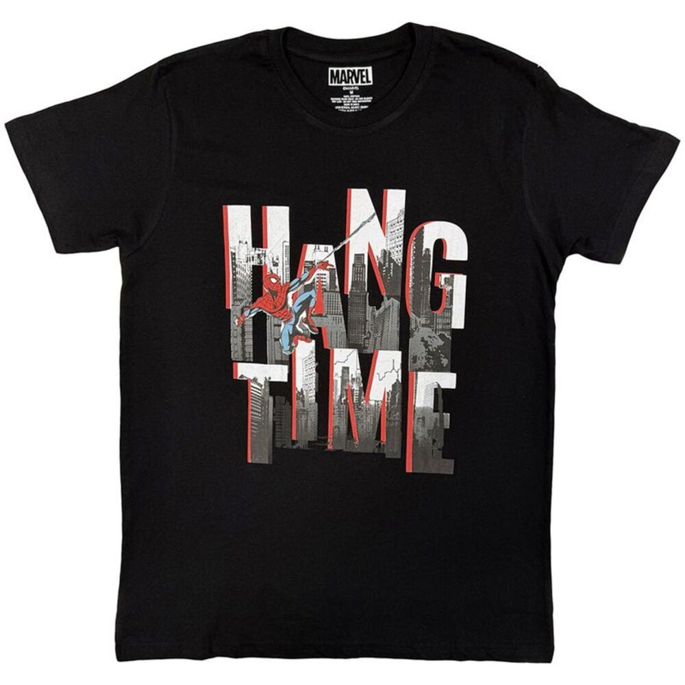 Marvel Comics Unisex Adult Hang Time Spider-Man T-Shirt / Black
